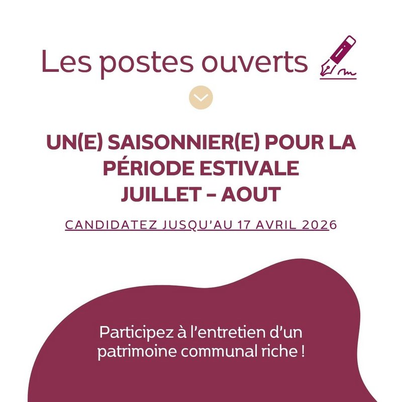 Un(e) saisonnier(e) pour la période estivale – juillet – aout