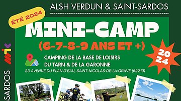 mini camps organisés cet été 2024 par le centre de loisirs de verdun sur garonne. infos auprès de Directrice Cécilia Brajon 05 63 20 78 08 directionalsh.verdun[at]mjc82.com